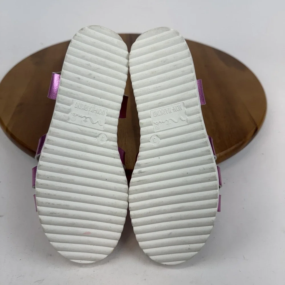 New Big Kids Girls Nina Lacey‎ Metallic Pink Strappy Platform Sandals Size 2 Y
